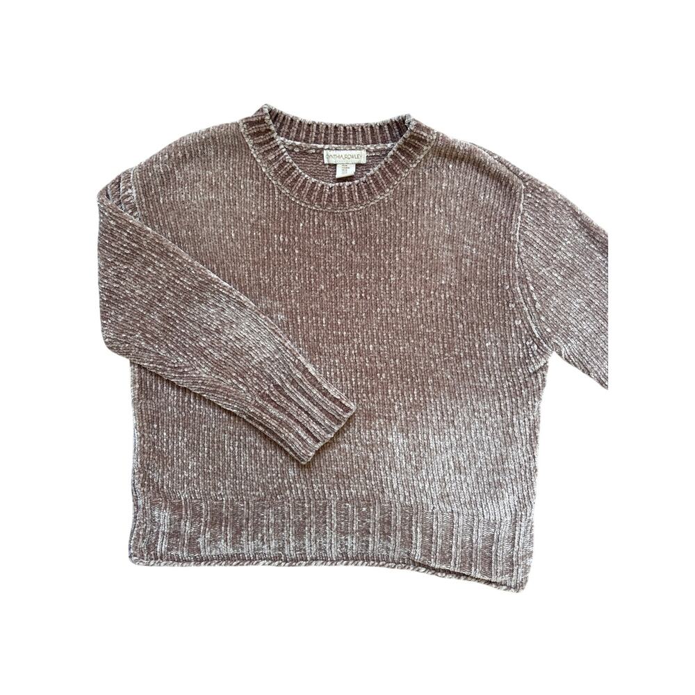 Cynthia Rowley Women's M Taupe Brown Chenille Crewneck Sweater